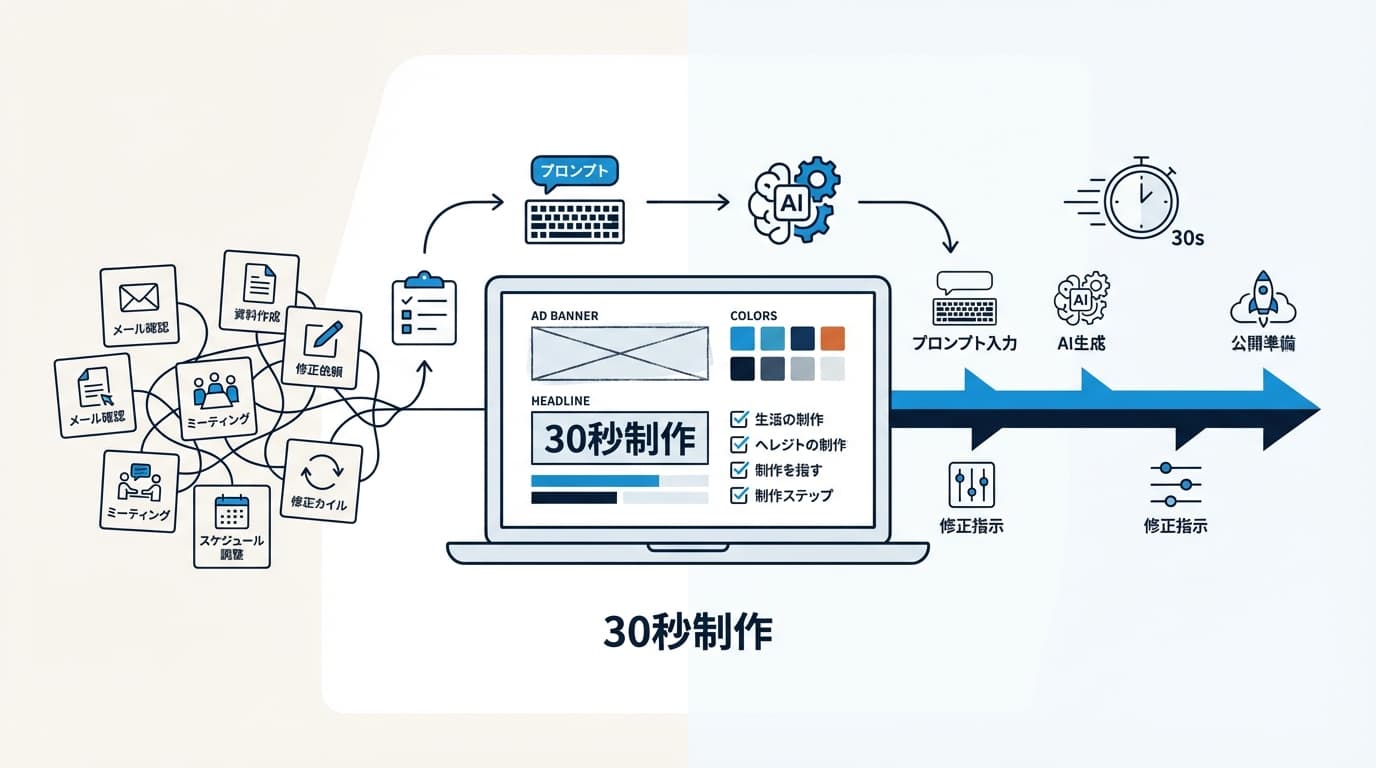クロードコードで広告制作を30秒化 のサムネイル