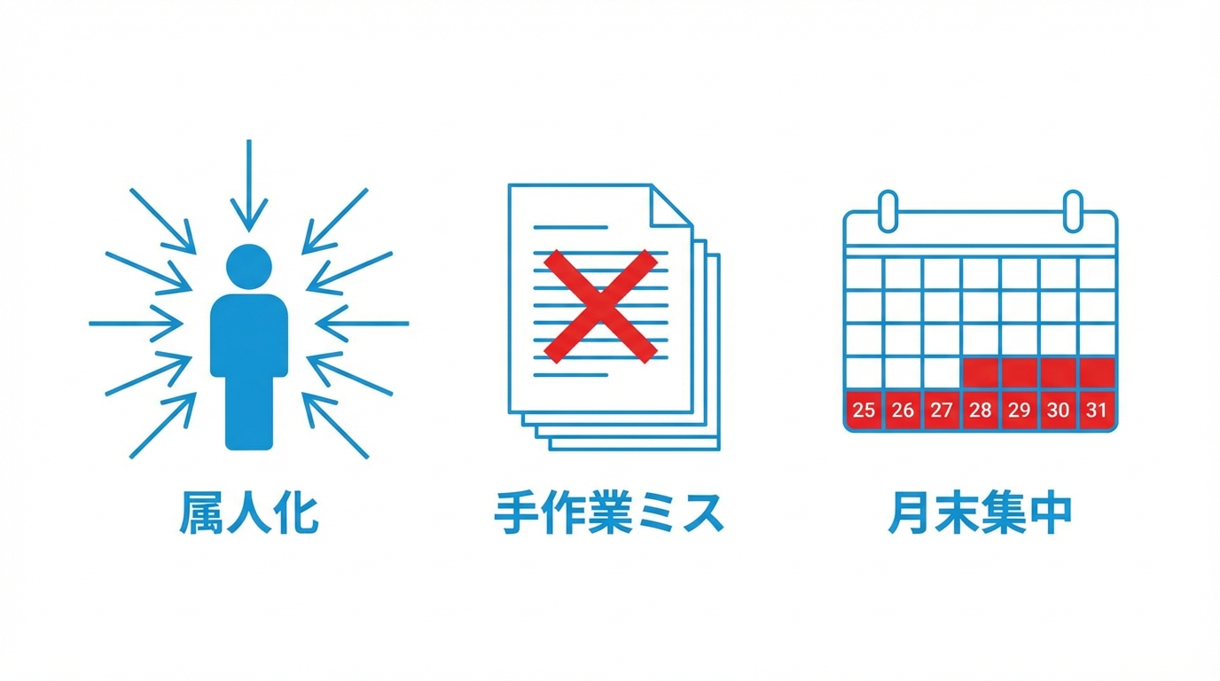 経理業務の課題を示す図解