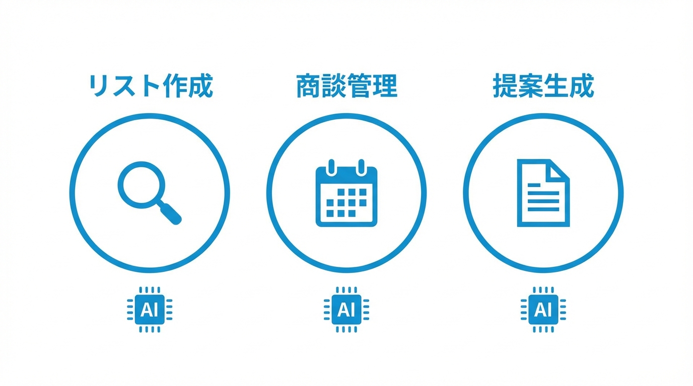 営業AI活用の3領域を示す図