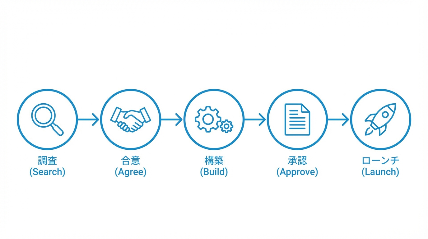 申請から導入までの5ステップのフロー図
